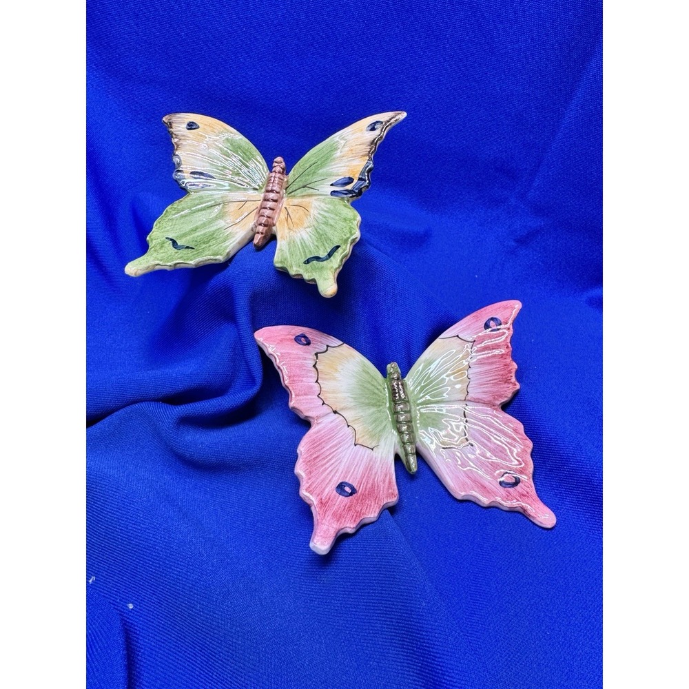 Mariposa Ceramic Butterfly Figurines Set of 2 Made In Italy Table Accents VTG
